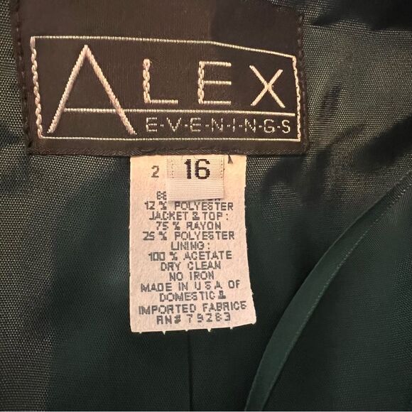 New Alex Evenings 2 Piece Green Dress Jacket Set Wedding Formal Large 12/14 - Picture 7 of 15